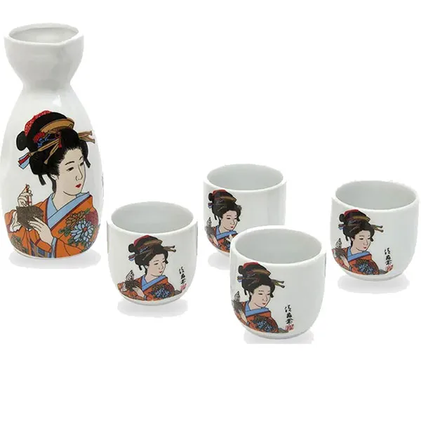 Sake Set Geisha (1Disp+4Cups)